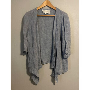 Marilu Womens Kimono Medium Blue Linen Blend Waterfall Lagenlook Boho Italy Made